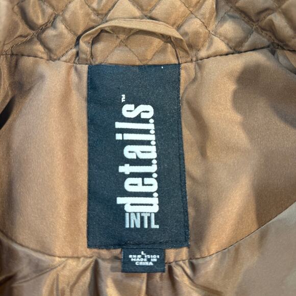Details Intl Brown Quilted Jacket Womens Large Lightweight Snap Pocket Coat - Picture 5 of 8